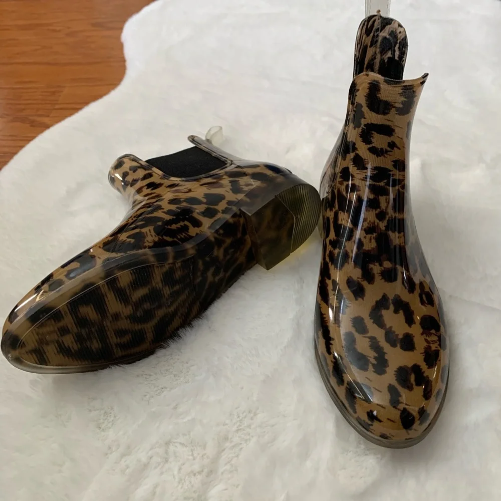 J. Crew Leopard Print Chelsea Rain Bootie - Picture 13 of 14
